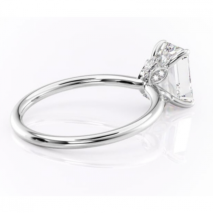 Inel de logodnă Garnet din aur Alb 14kt cu moissanite tăietură smarald – Solitar rafinată pentru profil înalt | Personalizează și configurează gratuit online [3]