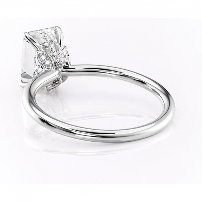 Inel de logodnă Garnet din aur Alb 14kt cu moissanite tăietură smarald – Solitar rafinată pentru profil înalt | Personalizează și configurează gratuit online [4]