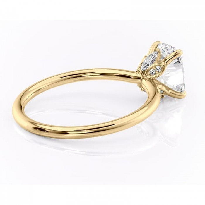 Inel de logodnă Garnet din aur Galben 14kt cu moissanite tăietură pernă – Solitar rafinată pentru profil înalt | Personalizează și configurează gratuit online [3]