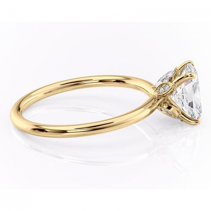 Inel de logodnă Garnet din aur Galben 14kt cu moissanite tăietură pernă – Solitar rafinată pentru profil înalt | Personalizează și configurează gratuit online [2]