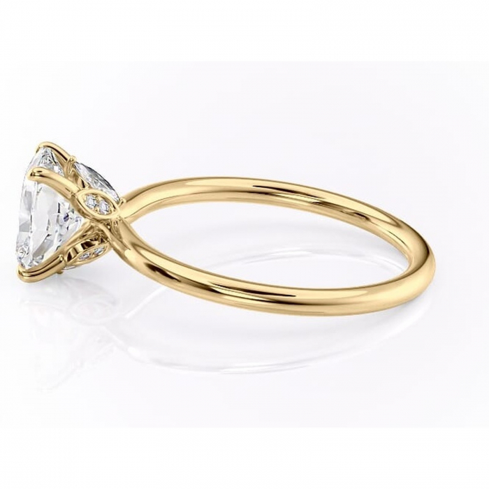 Inel de logodnă Garnet din aur Galben 14kt cu moissanite tăietură pernă – Solitar rafinată pentru profil înalt | Personalizează și configurează gratuit online [6]