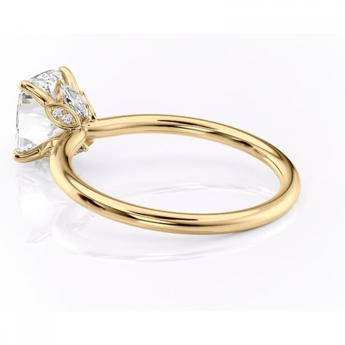 Inel de logodnă Garnet din aur Galben 14kt cu moissanite tăietură pernă – Solitar rafinată pentru profil înalt | Personalizează și configurează gratuit online [5]