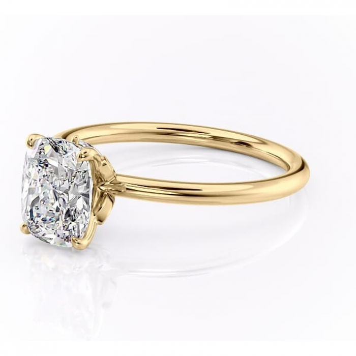 Inel de logodnă Garnet din aur Galben 14kt cu moissanite tăietură pernă – Solitar rafinată pentru profil înalt | Personalizează și configurează gratuit online [7]