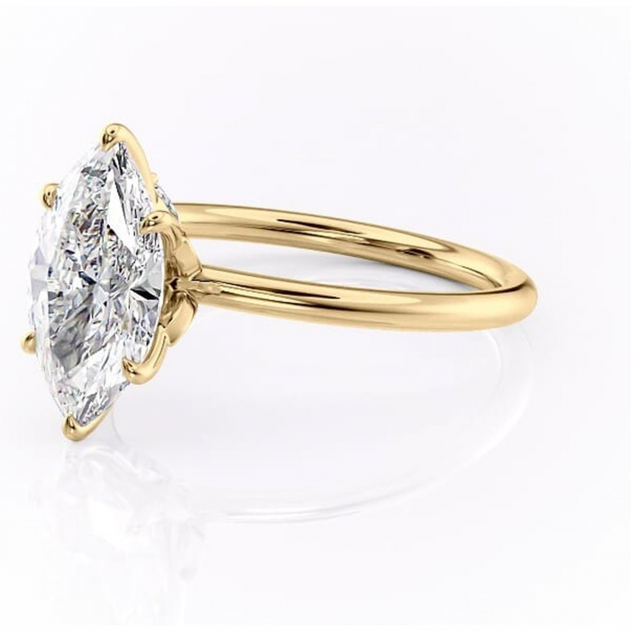 Inel de logodnă Garnet din aur Galben 14kt cu moissanite tăietură marquise – Solitar rafinată pentru profil înalt | Personalizează și configurează gratuit online [7]