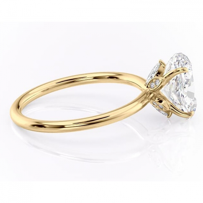 Inel de logodnă Garnet din aur Galben 14kt cu moissanite tăietură ovală – Solitar rafinată pentru profil înalt | Personalizează și configurează gratuit online [2]