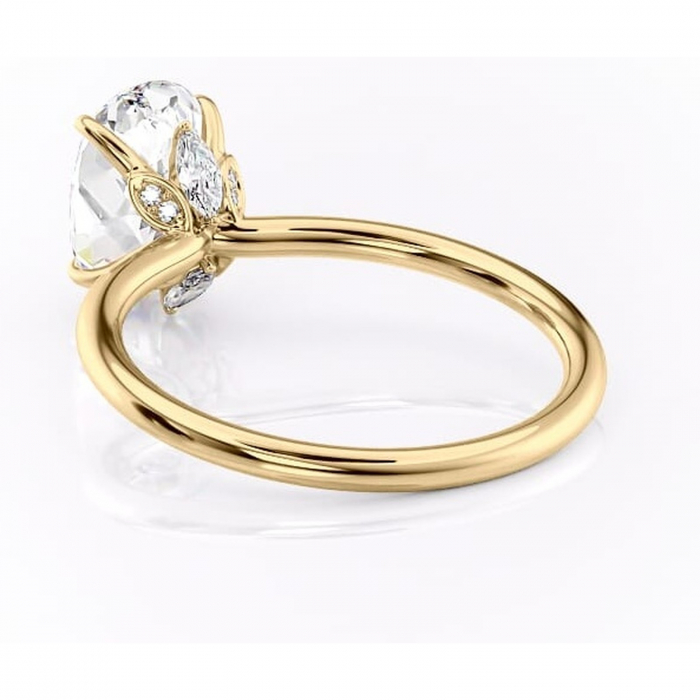 Inel de logodnă Garnet din aur Galben 14kt cu moissanite tăietură ovală – Solitar rafinată pentru profil înalt | Personalizează și configurează gratuit online [4]