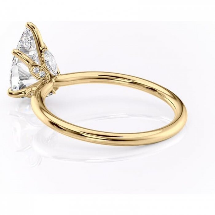 Inel de logodnă Garnet din aur Galben 14kt cu moissanite tăietură pară – Solitar rafinată pentru profil înalt | Personalizează și configurează gratuit online [5]