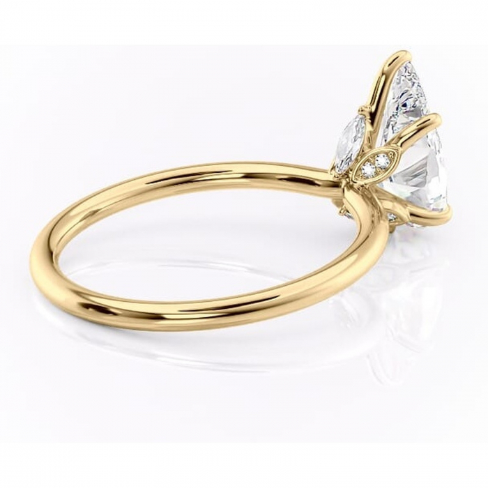 Inel de logodnă Garnet din aur Galben 14kt cu moissanite tăietură pară – Solitar rafinată pentru profil înalt | Personalizează și configurează gratuit online [3]