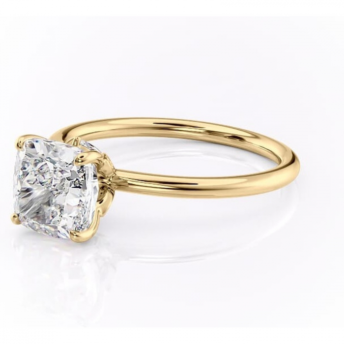 Inel de logodnă Garnet din aur Galben 14kt cu moissanite tăietură pernă – Solitar rafinată pentru profil înalt | Personalizează și configurează gratuit online [7]