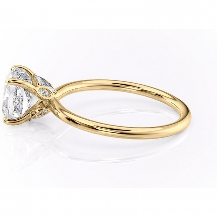 Inel de logodnă Garnet din aur Galben 14kt cu moissanite tăietură pernă – Solitar rafinată pentru profil înalt | Personalizează și configurează gratuit online [6]