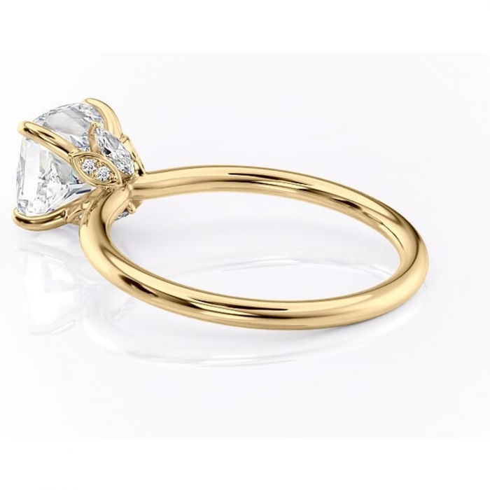 Inel de logodnă Garnet din aur Galben 14kt cu moissanite tăietură pernă – Solitar rafinată pentru profil înalt | Personalizează și configurează gratuit online [5]