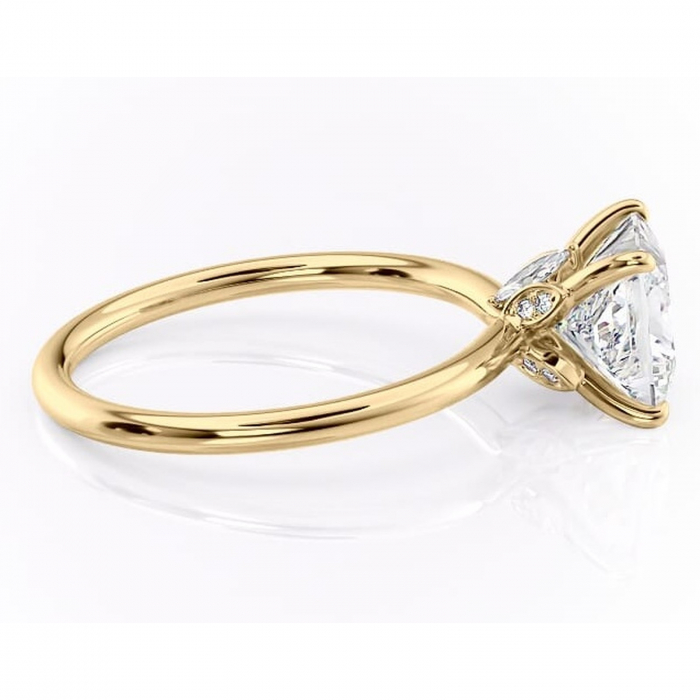 Inel de logodnă Garnet din aur Galben 18kt cu moissanite tăietură princess – Solitar rafinată pentru profil înalt | Personalizează și configurează gratuit online [2]