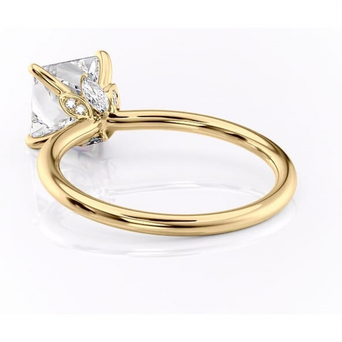 Inel de logodnă Garnet din aur Galben 18kt cu moissanite tăietură princess – Solitar rafinată pentru profil înalt | Personalizează și configurează gratuit online [4]