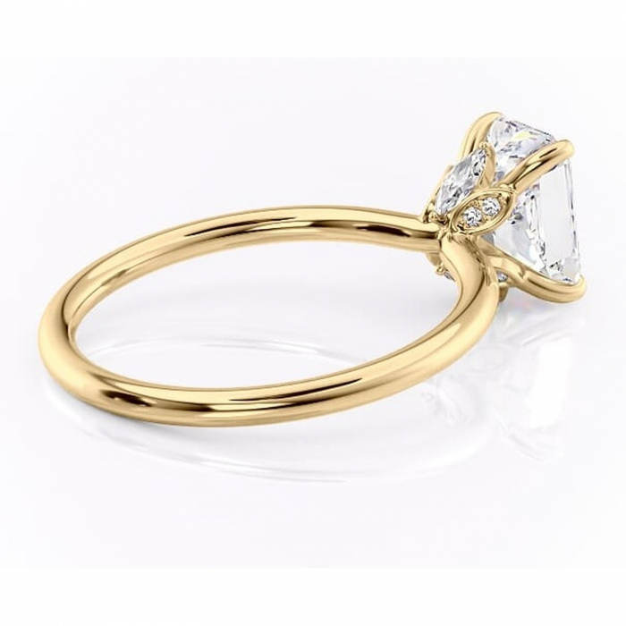 Inel de logodnă Garnet din aur Galben 18kt cu moissanite tăietură radiantă – Solitar rafinată pentru profil înalt | Personalizează și configurează gratuit online [3]