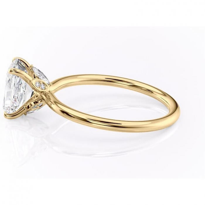 Inel de logodnă Garnet din aur Galben 18kt cu moissanite tăietură radiantă – Solitar rafinată pentru profil înalt | Personalizează și configurează gratuit online [6]