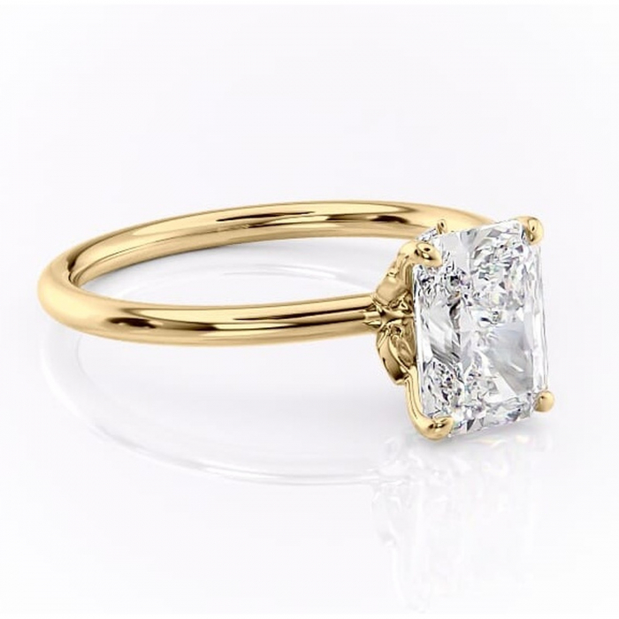 Inel de logodnă Garnet din aur Galben 18kt cu moissanite tăietură radiantă – Solitar rafinată pentru profil înalt | Personalizează și configurează gratuit online [1]