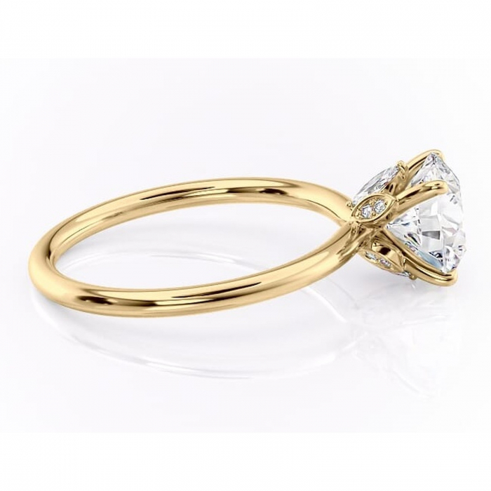 Inel de logodnă Garnet din aur Galben 14kt cu moissanite tăietură rotundă – Solitar rafinată pentru profil înalt | Personalizează și configurează gratuit online [2]