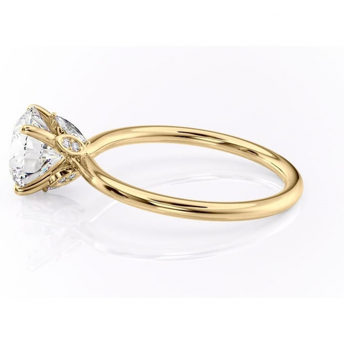 Inel de logodnă Garnet din aur Galben 14kt cu moissanite tăietură rotundă – Solitar rafinată pentru profil înalt | Personalizează și configurează gratuit online [6]