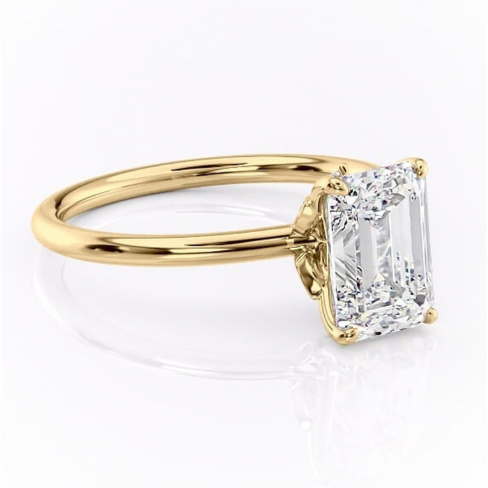 Inel de logodnă Garnet din aur Galben 14kt cu moissanite tăietură smarald – Solitar rafinată pentru profil înalt | Personalizează și configurează gratuit online [1]