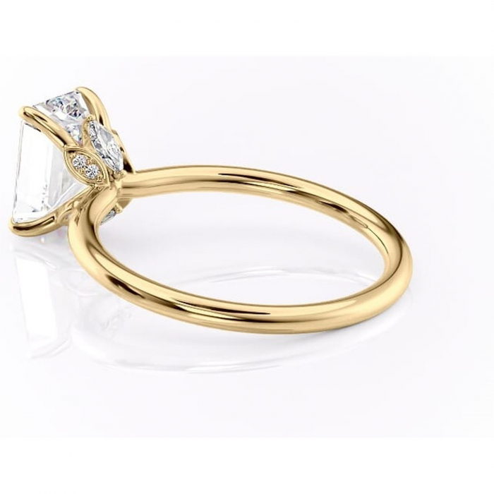 Inel de logodnă Garnet din aur Galben 14kt cu moissanite tăietură smarald – Solitar rafinată pentru profil înalt | Personalizează și configurează gratuit online [5]