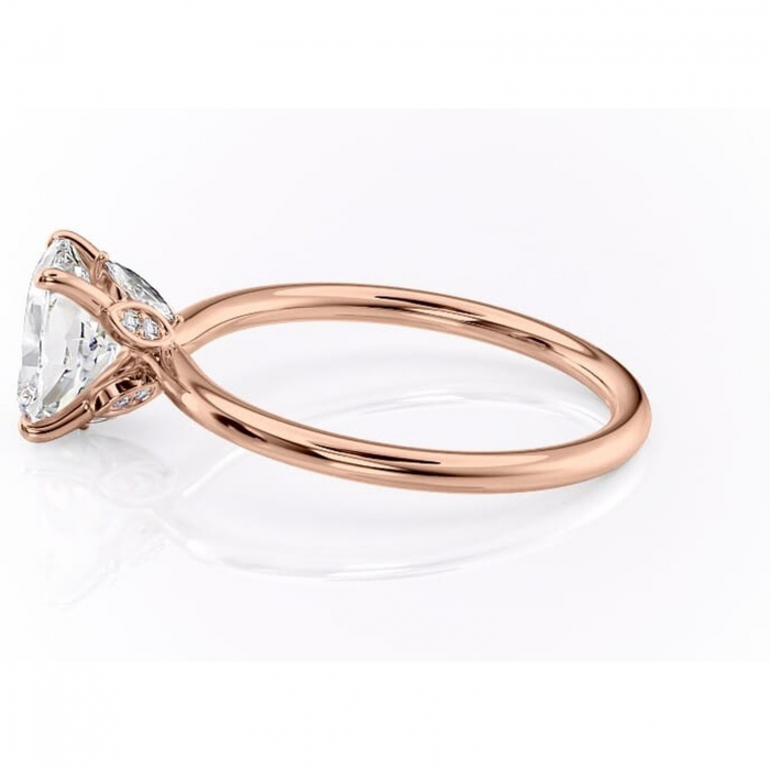 Inel de logodnă Garnet din aur Rose 14kt cu moissanite tăietură pernă – Solitar rafinată pentru profil înalt | Personalizează și configurează gratuit online [6]