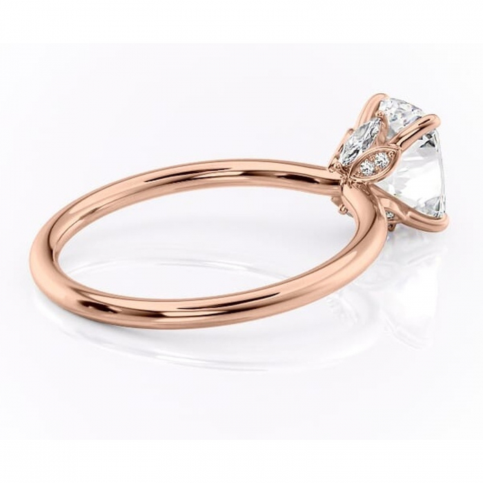 Inel de logodnă Garnet din aur Rose 14kt cu moissanite tăietură pernă – Solitar rafinată pentru profil înalt | Personalizează și configurează gratuit online [3]