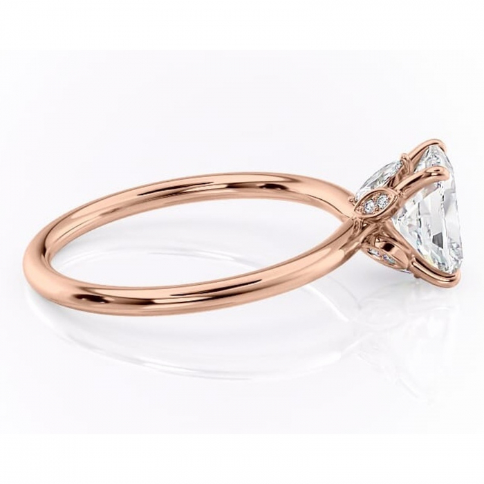Inel de logodnă Garnet din aur Rose 14kt cu moissanite tăietură pernă – Solitar rafinată pentru profil înalt | Personalizează și configurează gratuit online [2]
