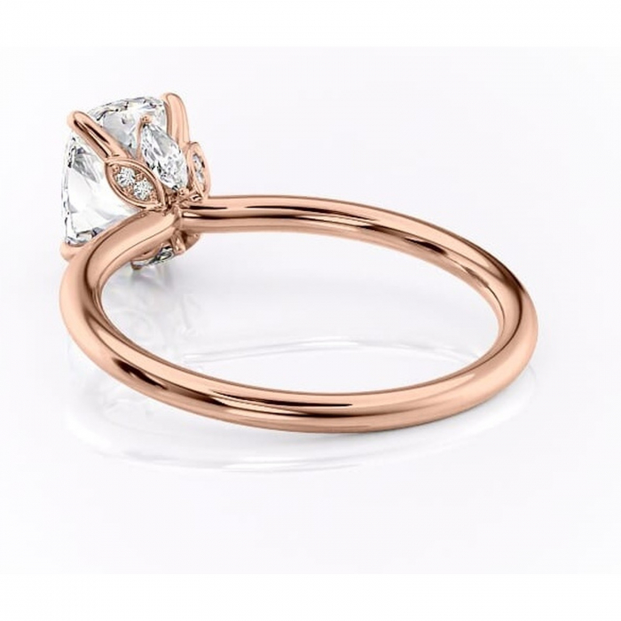 Inel de logodnă Garnet din aur Rose 14kt cu moissanite tăietură pernă – Solitar rafinată pentru profil înalt | Personalizează și configurează gratuit online [4]