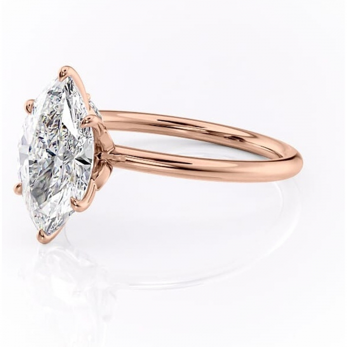 Inel de logodnă Garnet din aur Rose 18kt cu moissanite tăietură marquise – Solitar rafinată pentru profil înalt | Personalizează și configurează gratuit online [7]