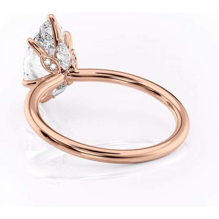 Inel de logodnă Garnet din aur Rose 18kt cu moissanite tăietură marquise – Solitar rafinată pentru profil înalt | Personalizează și configurează gratuit online [4]