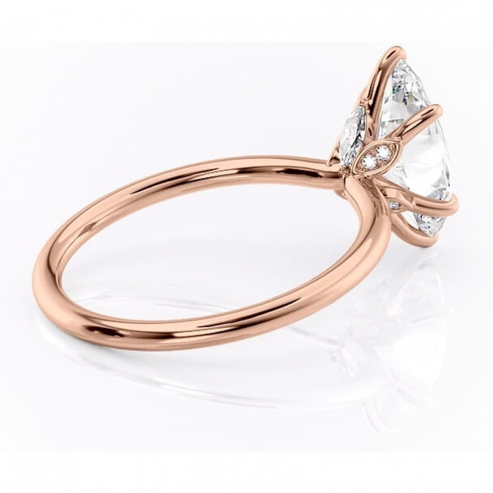 Inel de logodnă Garnet din aur Rose 18kt cu moissanite tăietură marquise – Solitar rafinată pentru profil înalt | Personalizează și configurează gratuit online [3]