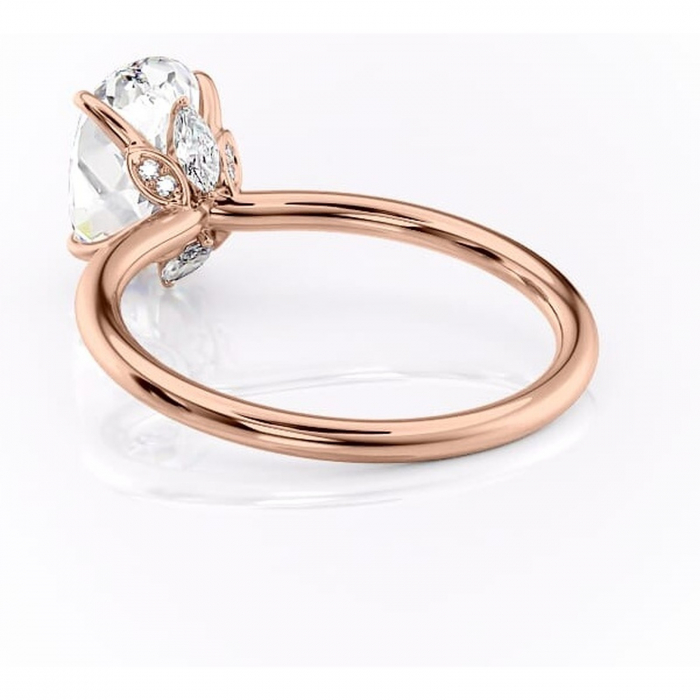 Inel de logodnă Garnet din aur Rose 14kt cu moissanite tăietură ovală – Solitar rafinată pentru profil înalt | Personalizează și configurează gratuit online [4]