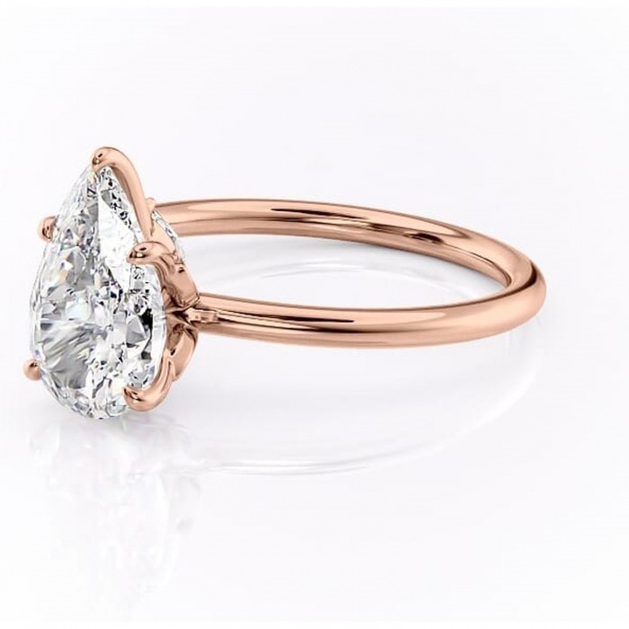 Inel de logodnă Garnet din aur Rose 18kt cu moissanite tăietură pară – Solitar rafinată pentru profil înalt | Personalizează și configurează gratuit online [7]