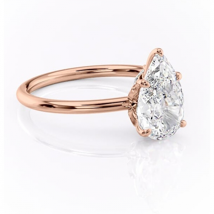 Inel de logodnă Garnet din aur Rose 18kt cu moissanite tăietură pară – Solitar rafinată pentru profil înalt | Personalizează și configurează gratuit online [1]