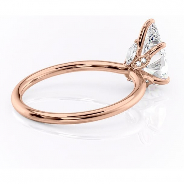 Inel de logodnă Garnet din aur Rose 18kt cu moissanite tăietură pară – Solitar rafinată pentru profil înalt | Personalizează și configurează gratuit online [3]