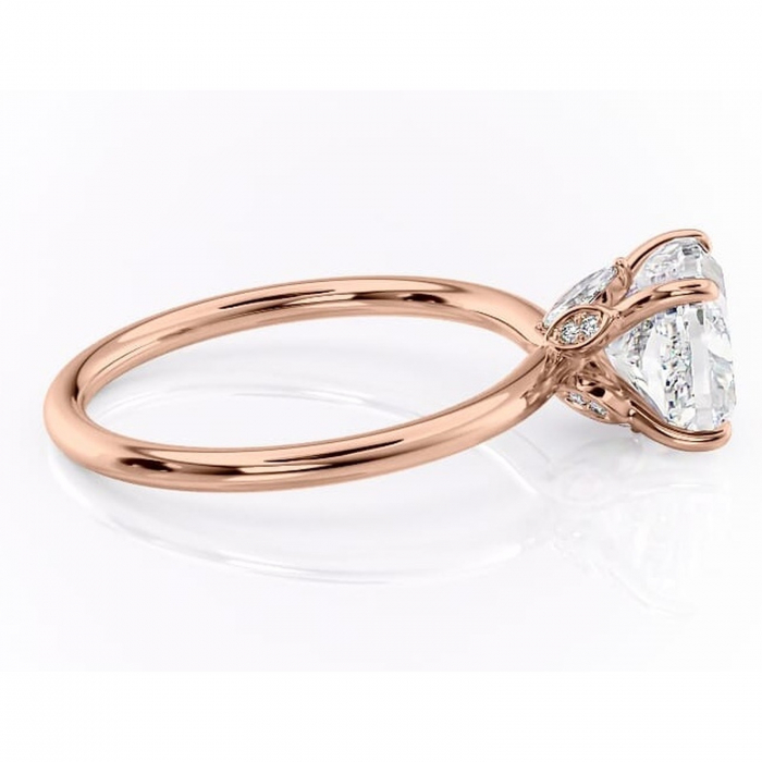 Inel de logodnă Garnet din aur Rose 18kt cu moissanite tăietură pernă – Solitar rafinată pentru profil înalt | Personalizează și configurează gratuit online [2]