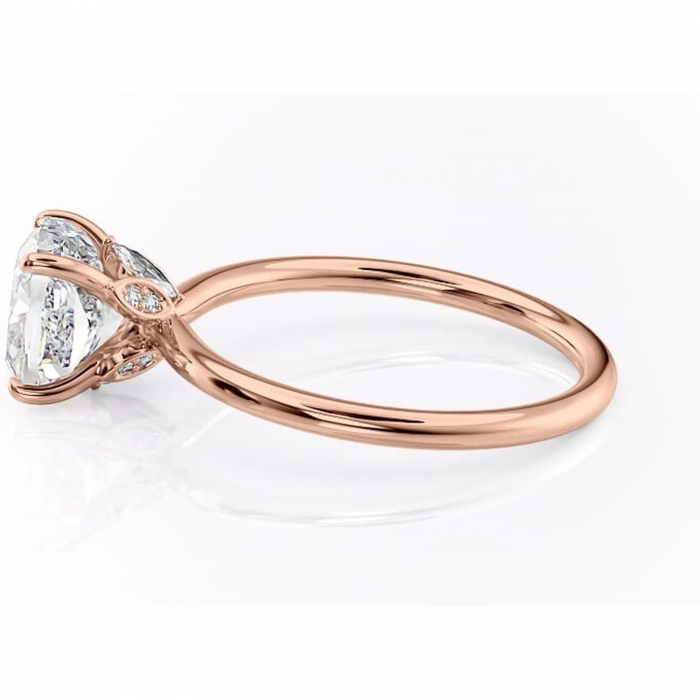 Inel de logodnă Garnet din aur Rose 18kt cu moissanite tăietură pernă – Solitar rafinată pentru profil înalt | Personalizează și configurează gratuit online [6]