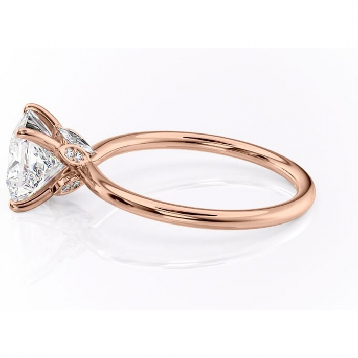 Inel de logodnă Garnet din aur Rose 14kt cu moissanite tăietură princess – Solitar rafinată pentru profil înalt | Personalizează și configurează gratuit online [6]
