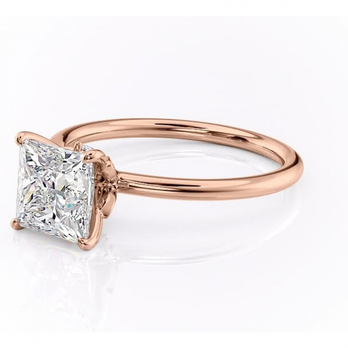Inel de logodnă Garnet din aur Rose 14kt cu moissanite tăietură princess – Solitar rafinată pentru profil înalt | Personalizează și configurează gratuit online [7]
