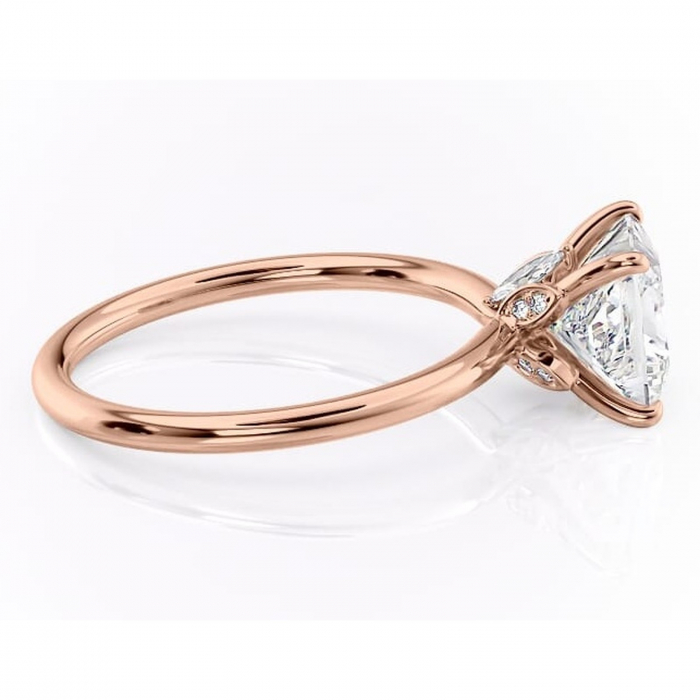 Inel de logodnă Garnet din aur Rose 14kt cu moissanite tăietură princess – Solitar rafinată pentru profil înalt | Personalizează și configurează gratuit online [2]