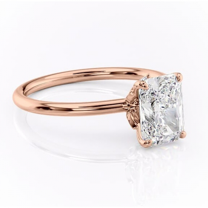 Inel de logodnă Garnet din aur Rose 14kt cu moissanite tăietură radiantă – Solitar rafinată pentru profil înalt | Personalizează și configurează gratuit online [1]