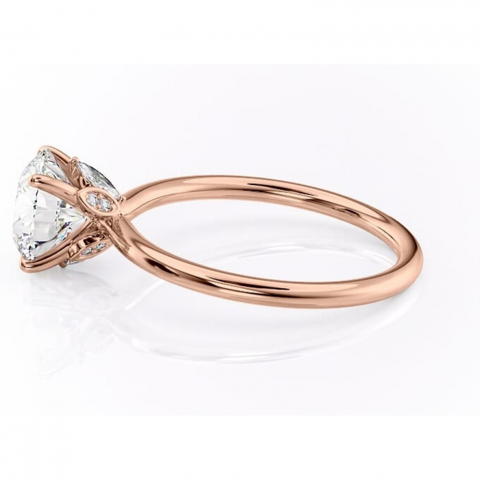 Inel de logodnă Garnet din aur Rose 14kt cu moissanite tăietură rotundă – Solitar rafinată pentru profil înalt | Personalizează și configurează gratuit online [6]