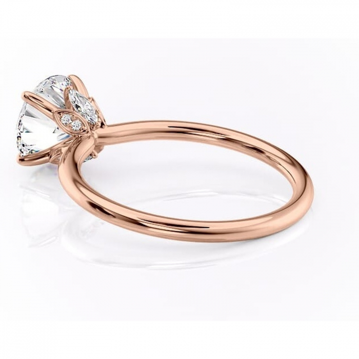 Inel de logodnă Garnet din aur Rose 14kt cu moissanite tăietură rotundă – Solitar rafinată pentru profil înalt | Personalizează și configurează gratuit online [5]