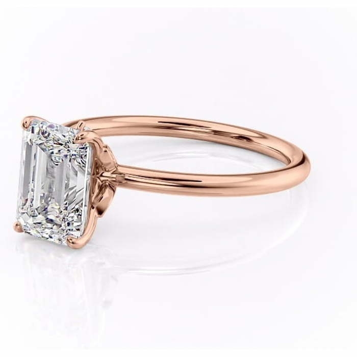 Inel de logodnă Garnet din aur Rose 18kt cu moissanite tăietură smarald – Solitar rafinată pentru profil înalt | Personalizează și configurează gratuit online [7]