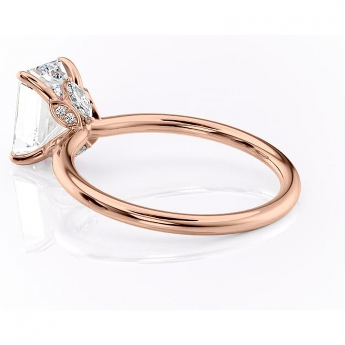 Inel de logodnă Garnet din aur Rose 18kt cu moissanite tăietură smarald – Solitar rafinată pentru profil înalt | Personalizează și configurează gratuit online [5]