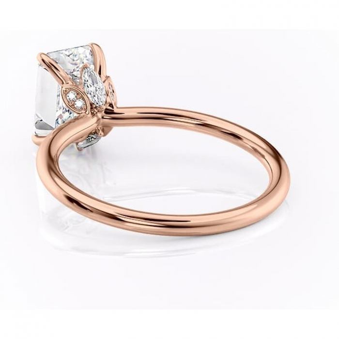 Inel de logodnă Garnet din aur Rose 18kt cu moissanite tăietură smarald – Solitar rafinată pentru profil înalt | Personalizează și configurează gratuit online [4]
