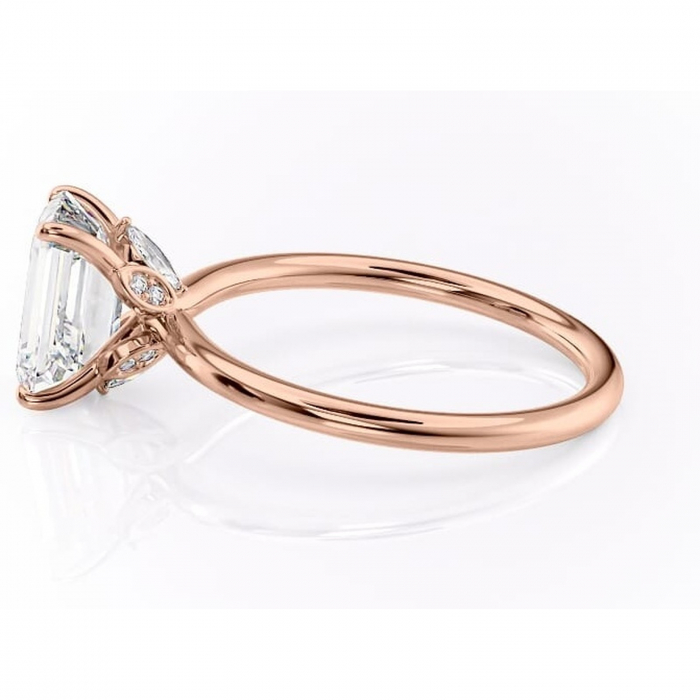 Inel de logodnă Garnet din aur Rose 18kt cu moissanite tăietură smarald – Solitar rafinată pentru profil înalt | Personalizează și configurează gratuit online [6]