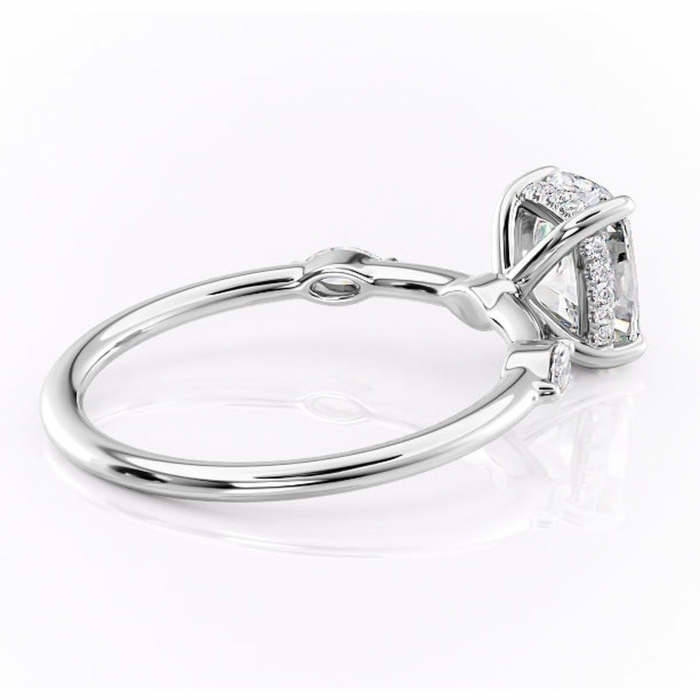 Inel de logodnă Gemina din aur Alb 14kt cu moissanite tăietură asscher – Pietre laterale rafinată pentru profil înalt | Personalizează și configurează gratuit online [3]