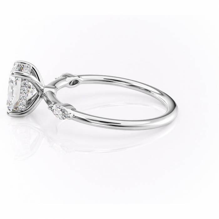 Inel de logodnă Gemina din aur Alb 14kt cu moissanite tăietură asscher – Pietre laterale rafinată pentru profil înalt | Personalizează și configurează gratuit online [6]