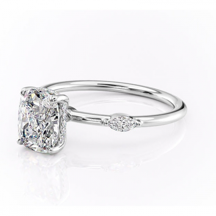 Inel de logodnă Gemina din aur Alb 14kt cu moissanite tăietură asscher – Pietre laterale rafinată pentru profil înalt | Personalizează și configurează gratuit online [7]